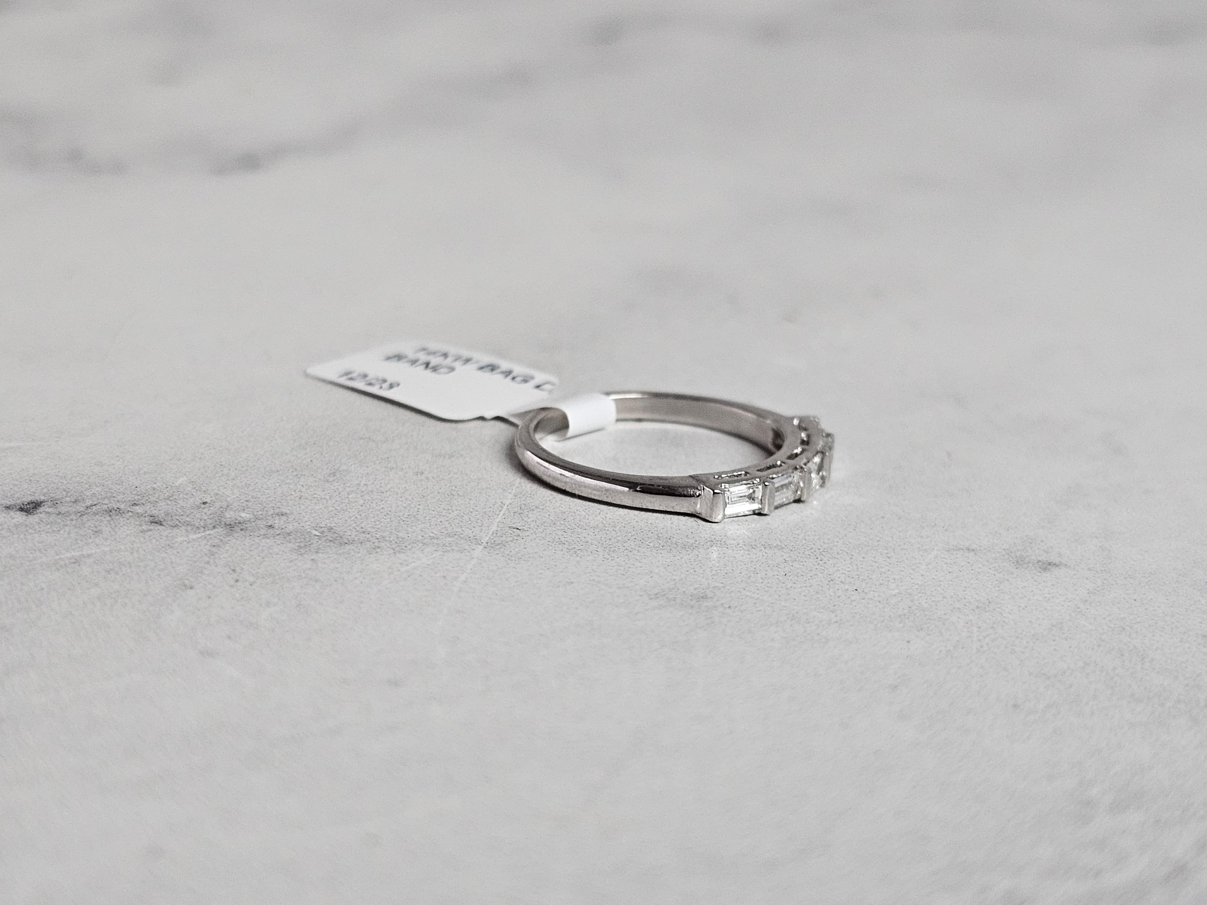 Women's or Men's Baguette Diamond Wedding Band 14k White Gold For Sale