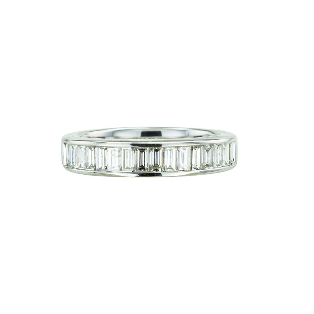 Contemporary Baguette Diamond White Gold Half Eternity Ring
