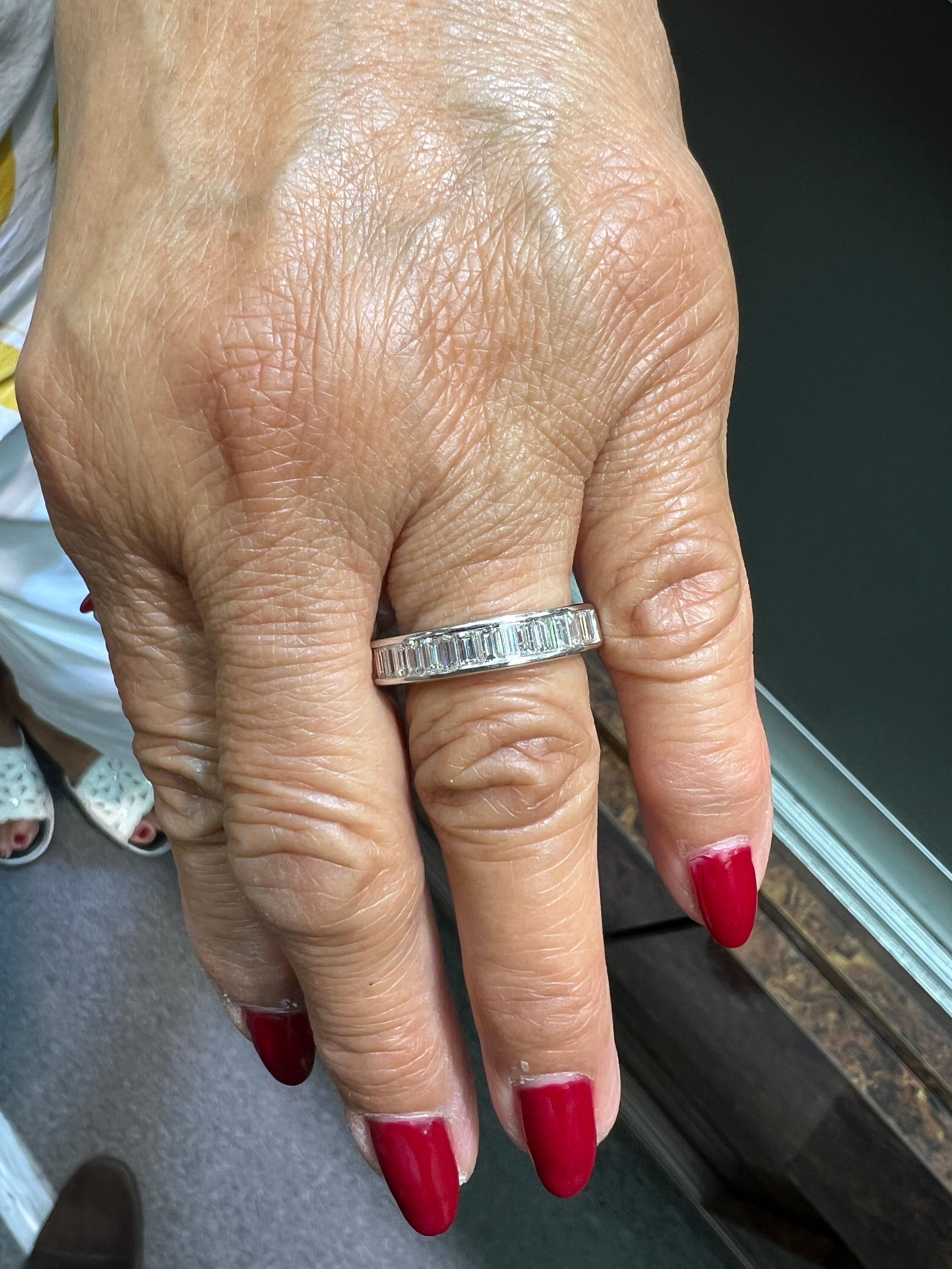 Baguette Diamond White Gold Half Eternity Ring In Good Condition In Los Angeles, CA