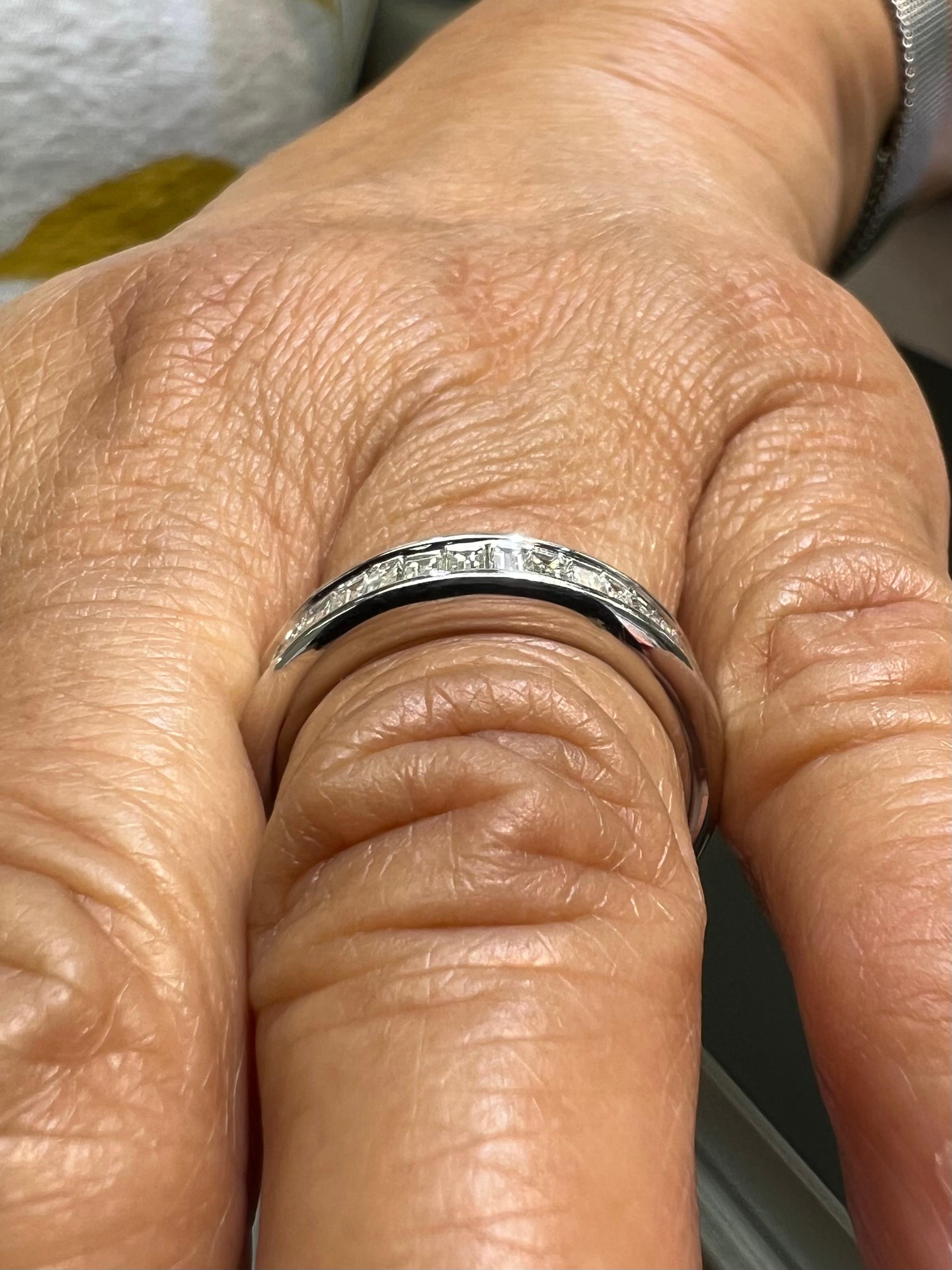 Women's or Men's Baguette Diamond White Gold Half Eternity Ring