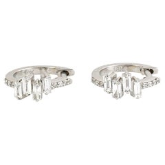 Baguette Diamonds 18k White Gold Hoops