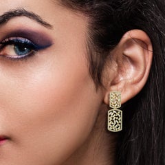 Baguette Diamanten baumeln Ohrringe Set In 18k Gelbgold