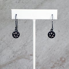 Baguette Diamonds Oxidized Sterling Silver Dangle Earrings