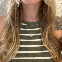 Baguette Diamonds Petite Tiled Pendant 1/4 Carat, 14K Yellow Gold, 18" Chain