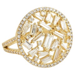 Bague en or jaune 18 carats avec diamants baguettes