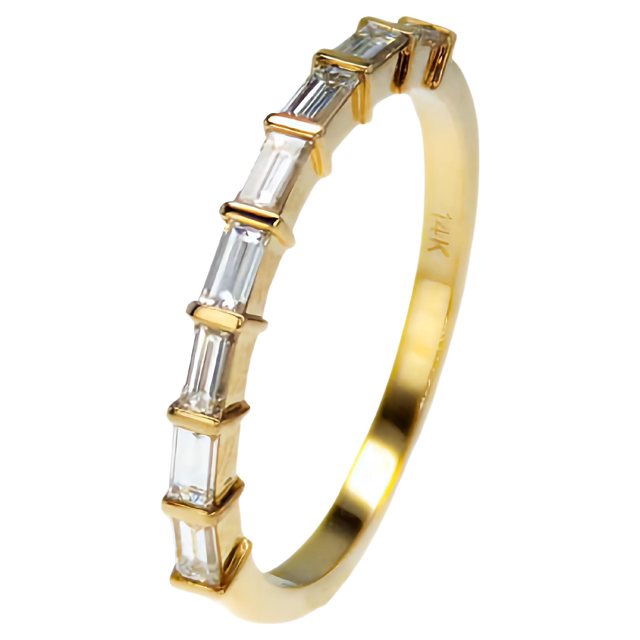 Im Angebot: Hochzeitsring mit Baguette-Diamanten ()