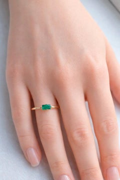 Baguette Emerald 14k gold ring