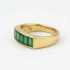Baguette emerald half eternity silver, gold ring