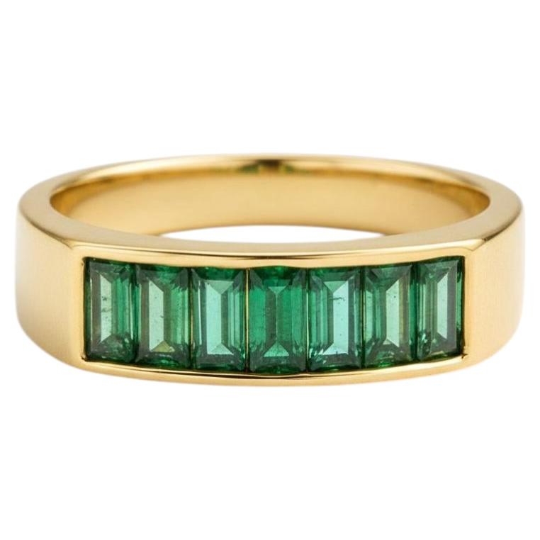 Baguette Smaragd Halb Ewigkeit Silber, Gold Ring