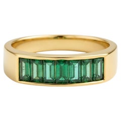 Baguette emerald half eternity silver, gold ring