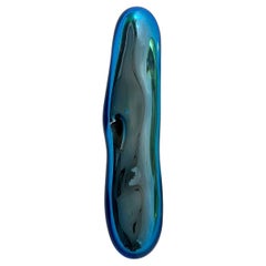 Baguette II Contemporary Sculptural Blown Glass Blue Silver Mirror by Homa