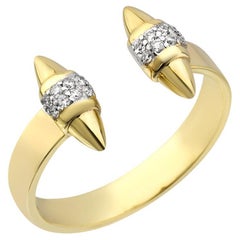 Bague à bijoux baguette en or jaune 14 carats avec diamants