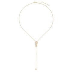0.31ctw Baguette Diamond Knot 14K Gold Lariat Necklace