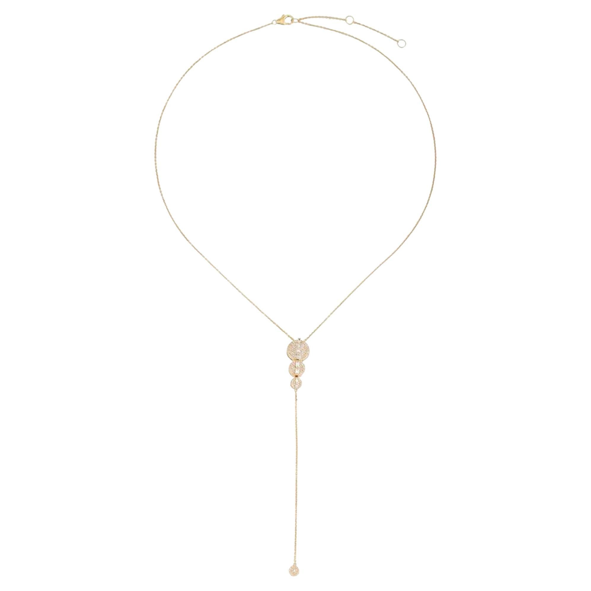 0.31ctw Baguette Diamond Knot 14K Gold Lariat Necklace