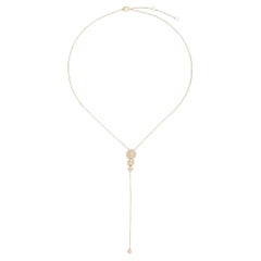 Baguette Knot Diamond 14K (or 18k upon request) Yellow Gold Lariat Necklace
