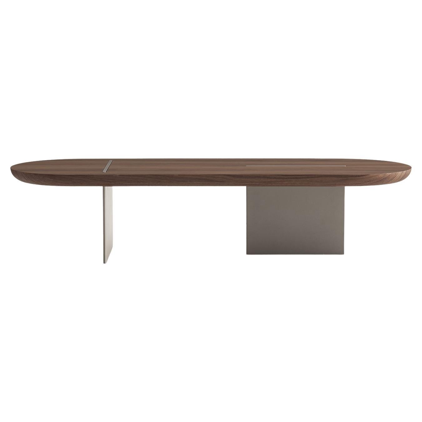Baguette Low Rounded Canaletto Walnut Coffee Table For Sale