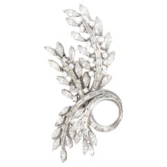 Baguette & Marquise Diamond Leaf Brooch