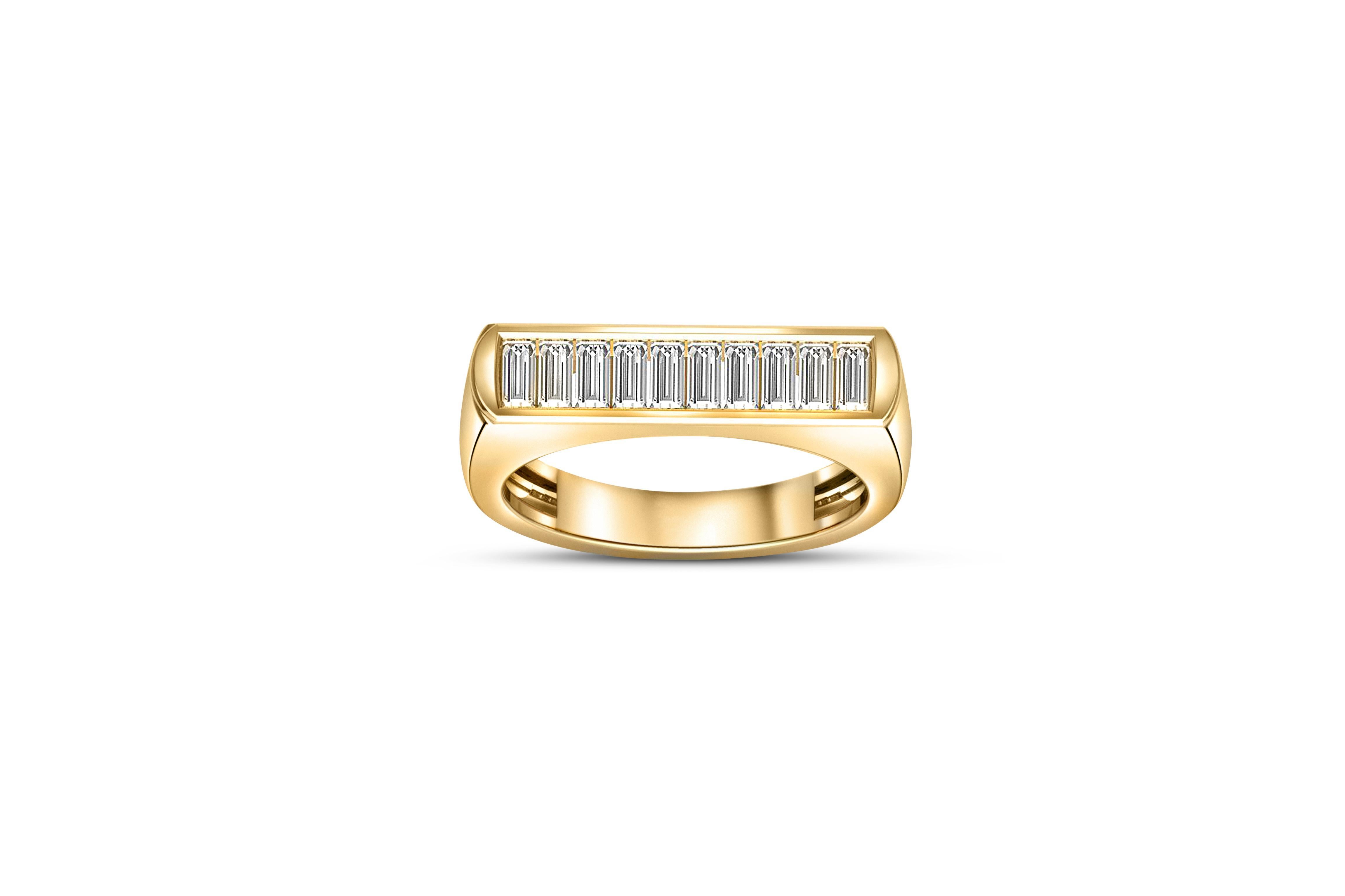For Sale:  Baguette moissanite 14k gold half eternity ring 2