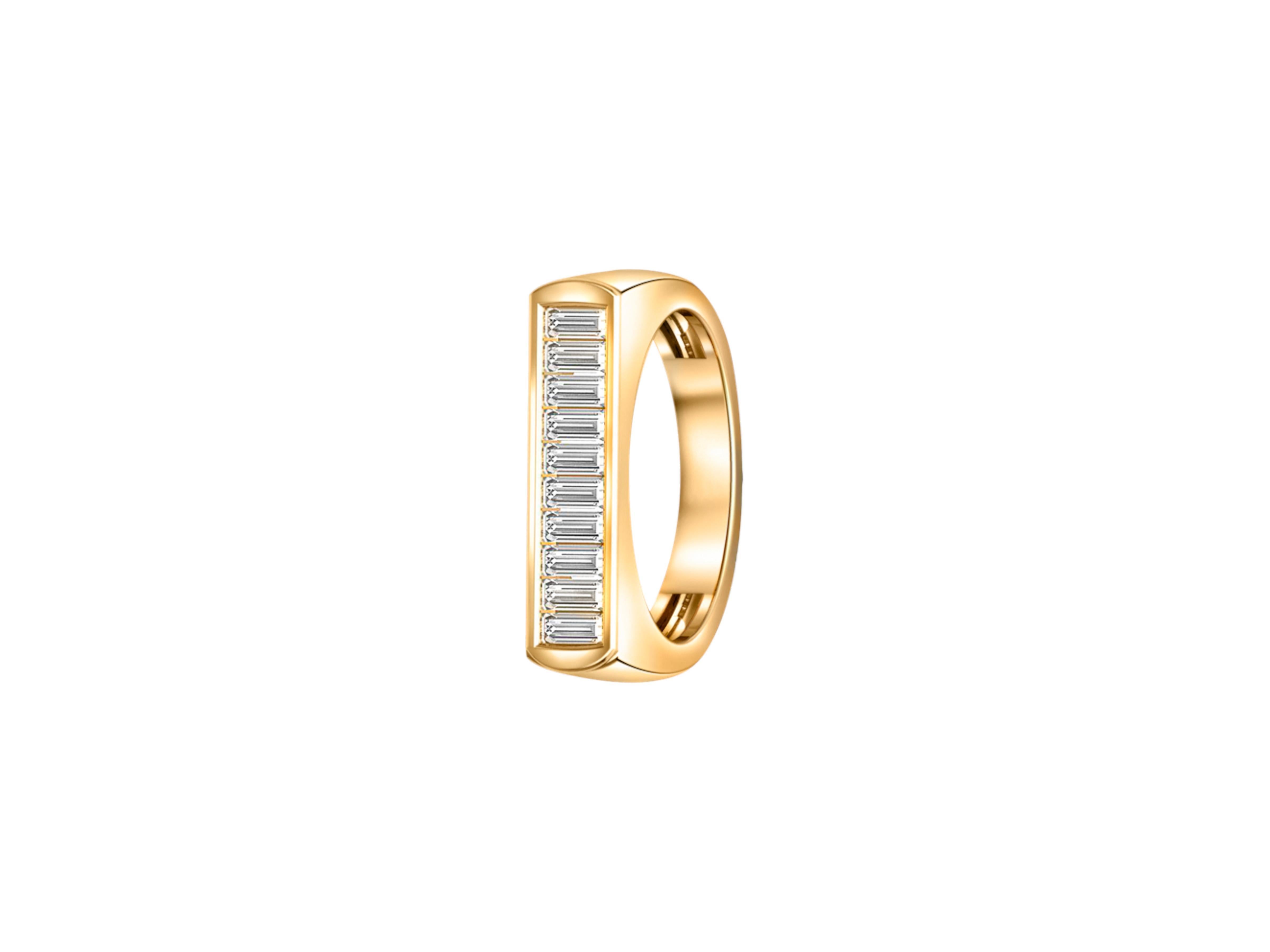 Baguette moissanite 14k gold half eternity ring 3