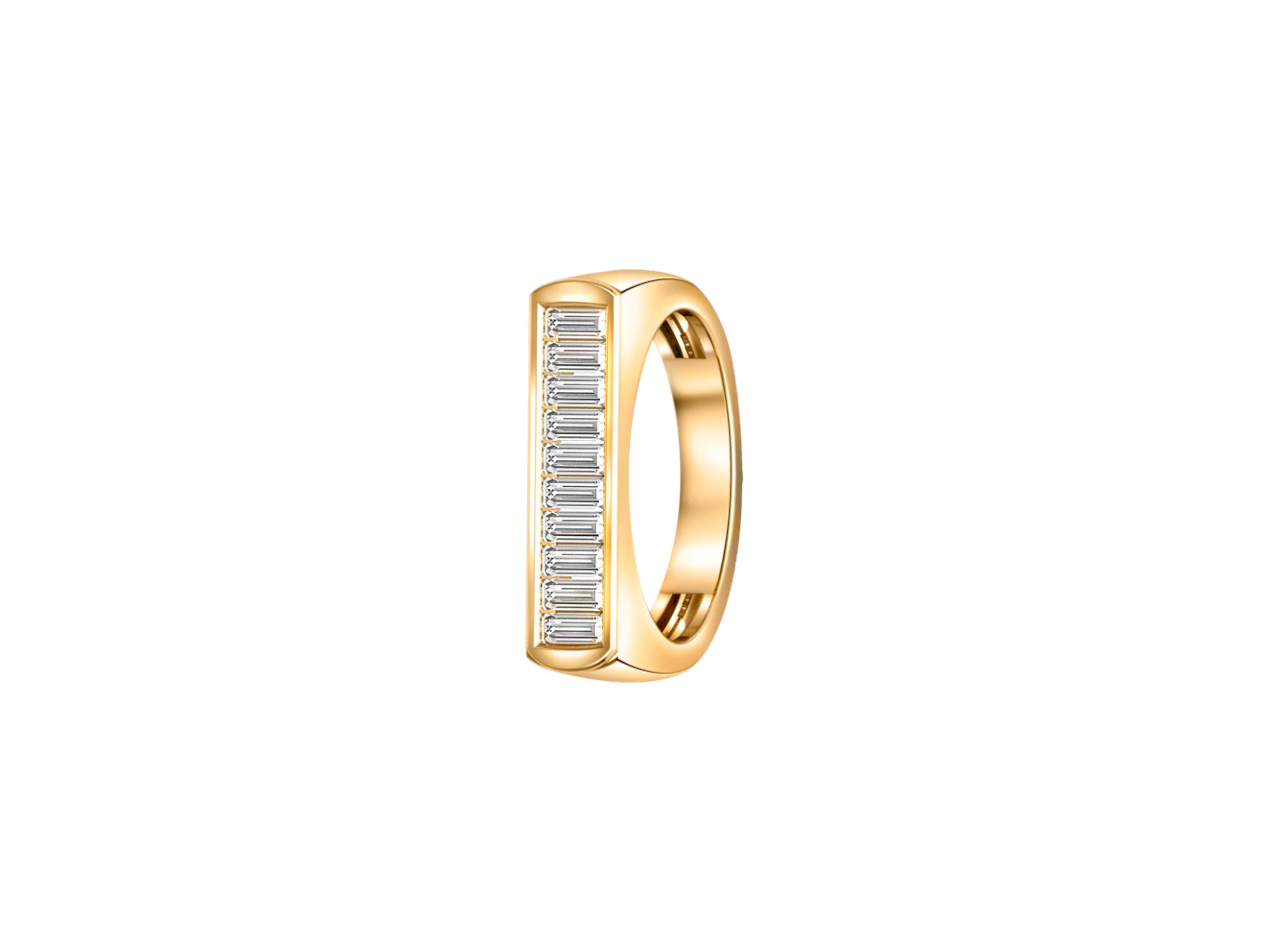 Baguette moissanite 14k gold half eternity ring. In New Condition For Sale In Istanbul, TR