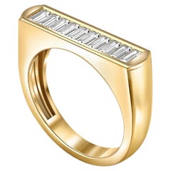 Baguette moissanite 14k gold half eternity ring