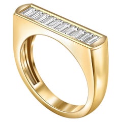 Baguette moissanite 14k gold half eternity ring.
