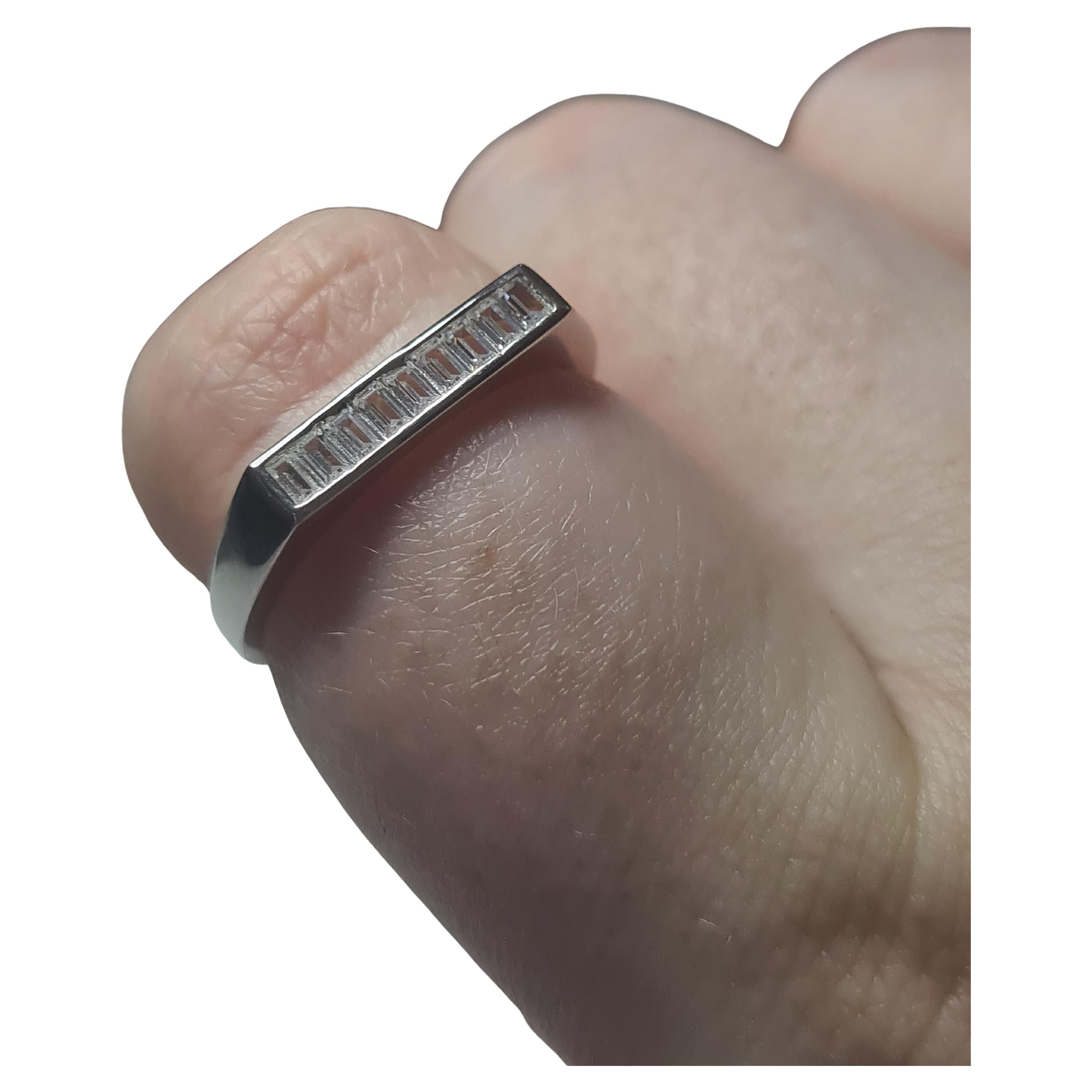 Baguette Moissanite 925 Sterling Silver Ring Unisex Design.