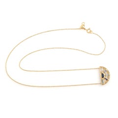 Baguette Multi Gemstone & Diamond Pendant Chain Necklace Made In 18k Yellow Gold