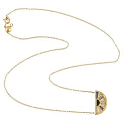 Collier à pendentifs en or jaune 18k avec pierres multiples et diamants en forme de baguette