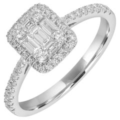 Baguette & Pave Diamond Band Ring Made In 18k White Gold