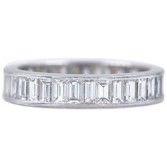 Baguette Platinum Diamond Eternity Wedding Band Ring 3.81 Carat