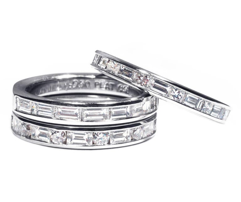 Ogi Platinum Baguette Diamond Alternating Princess Cut Diamond