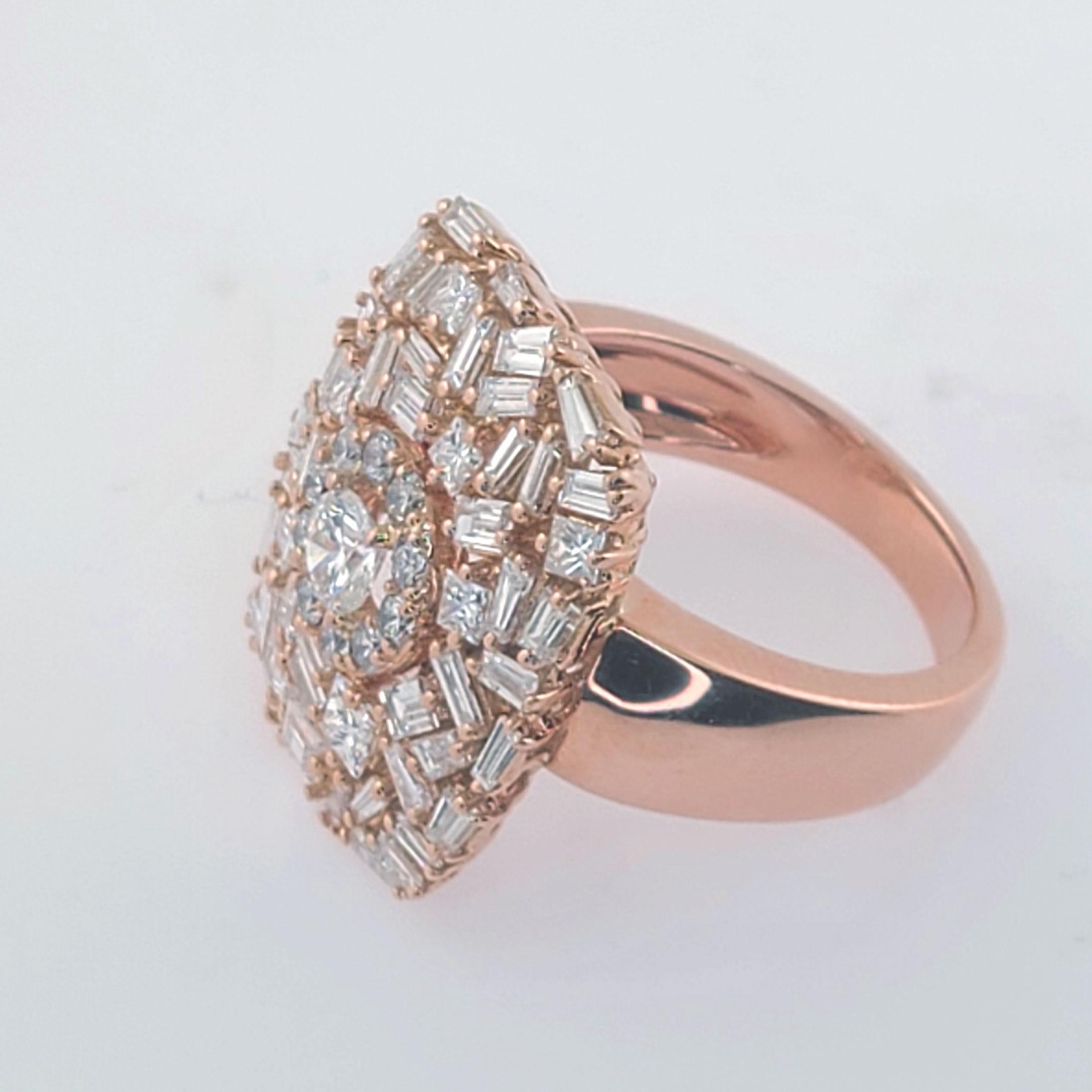 Baguette & Princess Cut Diamond Ring In New Condition For Sale In Los Angeles, CA