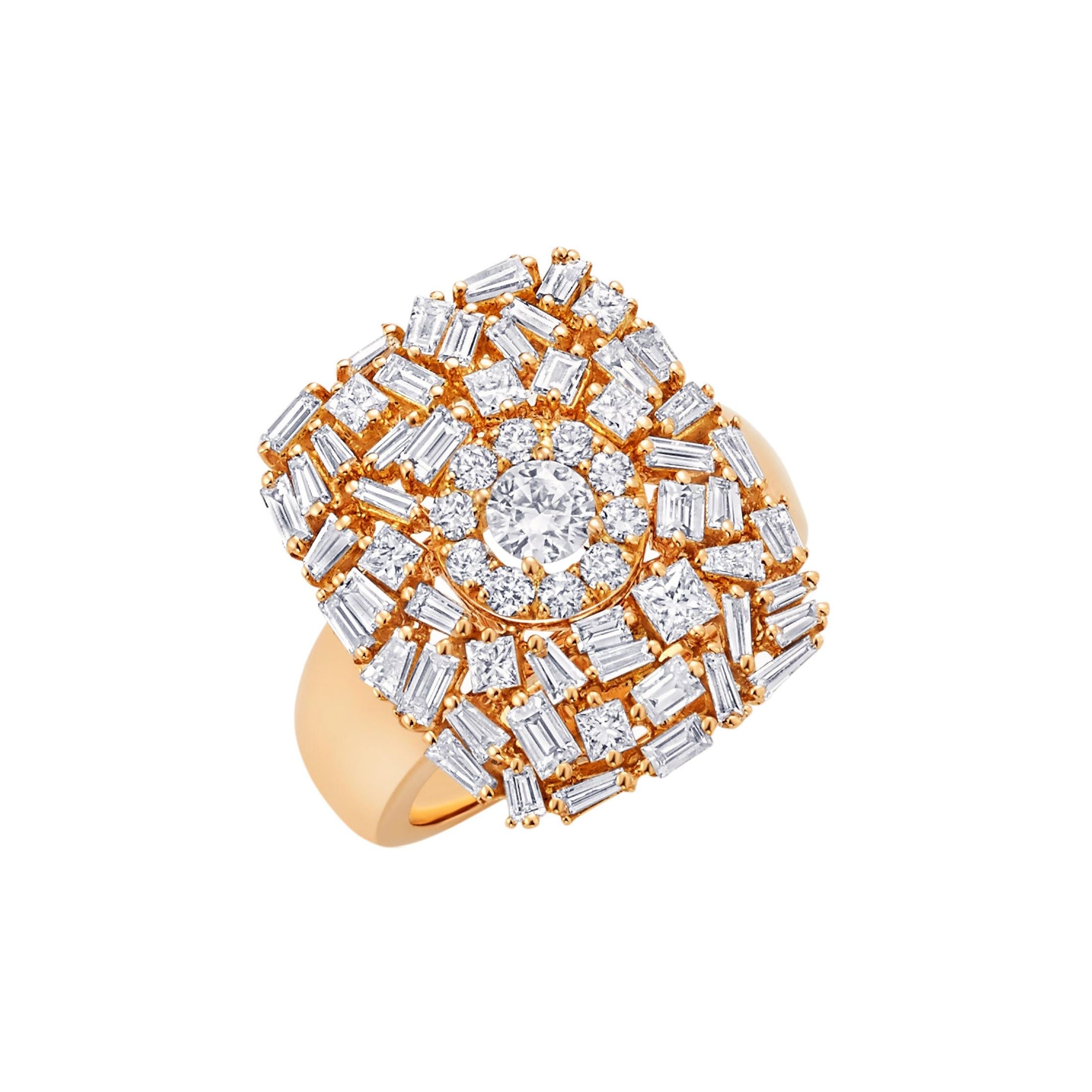 Baguette & Princess Cut Diamond Ring For Sale