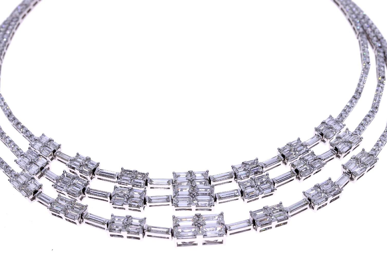 Diamant-Halskette im Baguette- und Radiant-Schliff  Damen im Angebot
