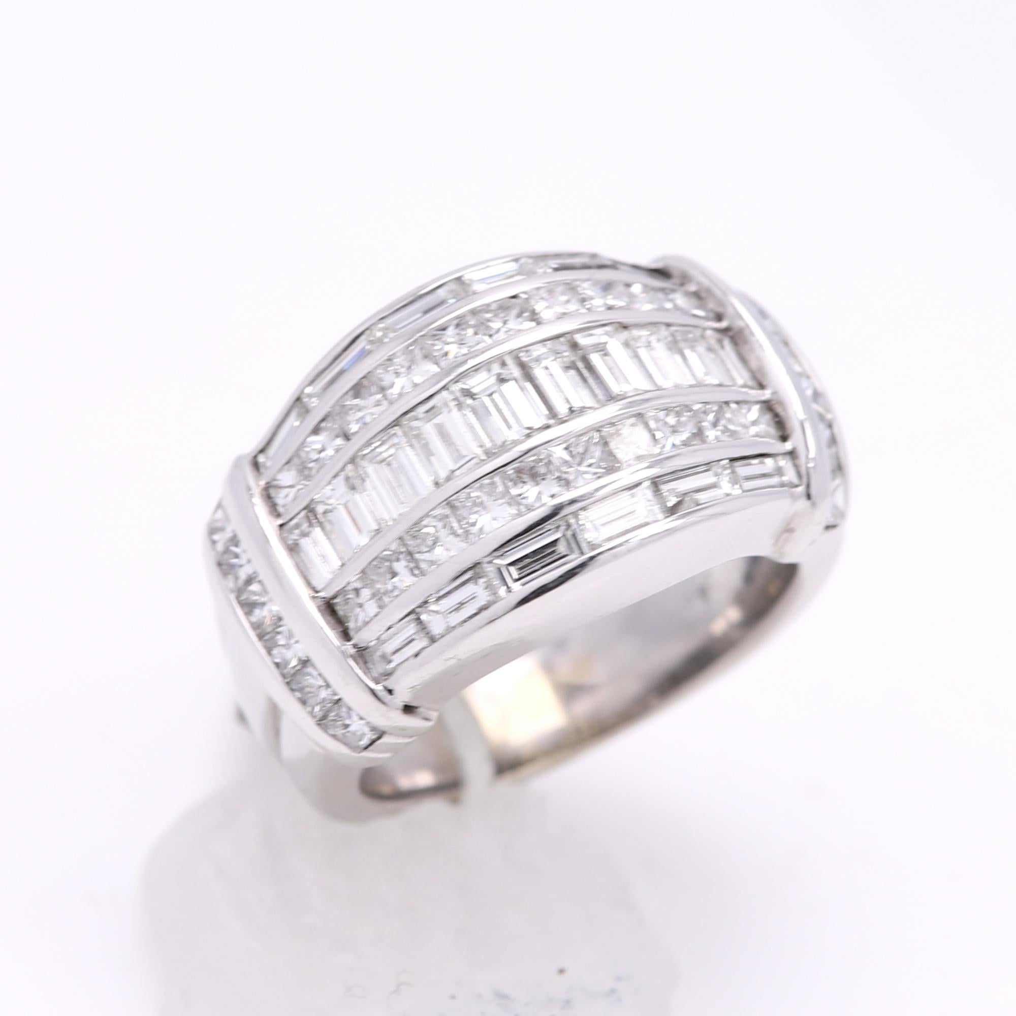 Baguette Ring Large Cluster of Diamonds 14 Karat 3.37 Carat Total For Sale 5