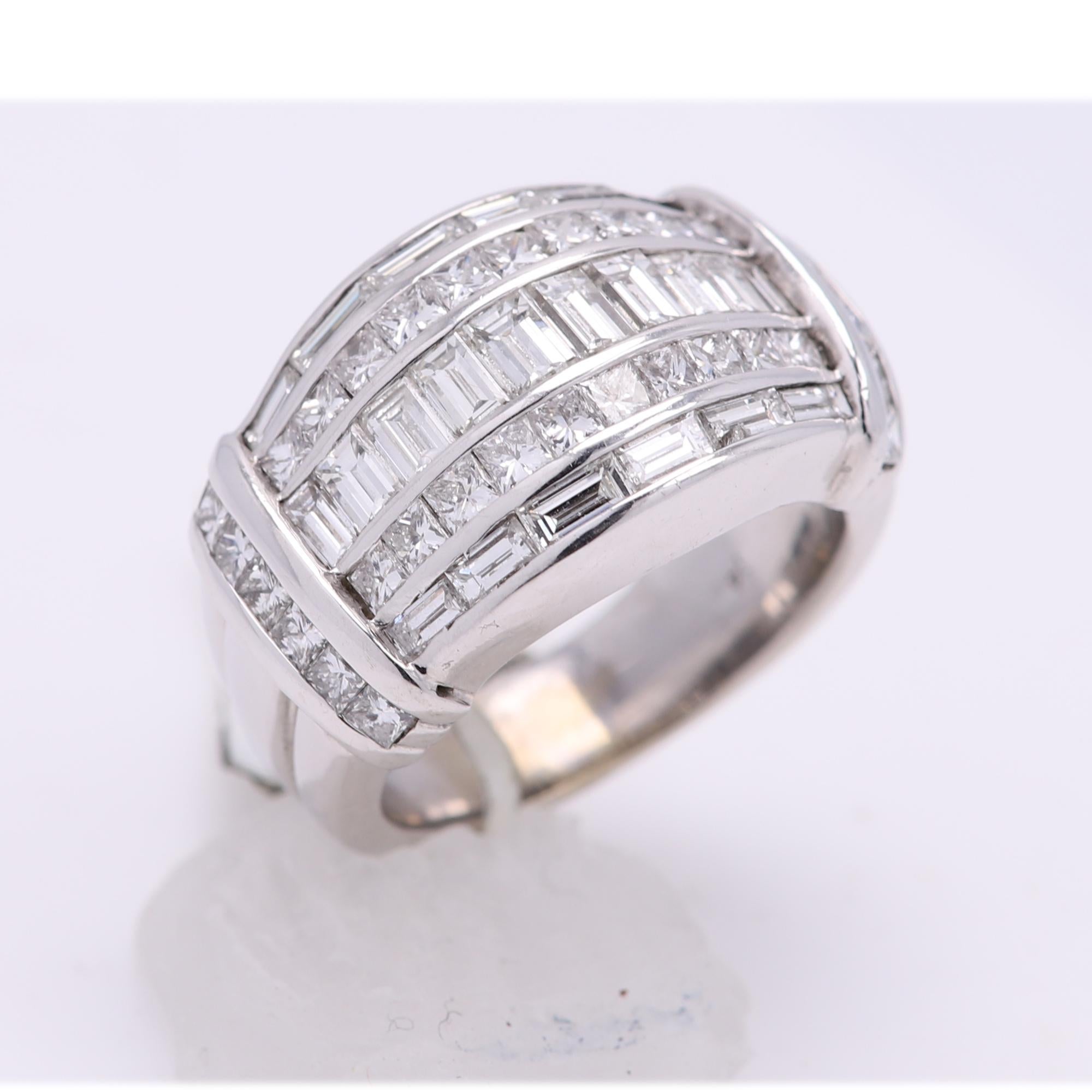 Baguette Ring Large Cluster of Diamonds 14 Karat 3.37 Carat Total For Sale 6