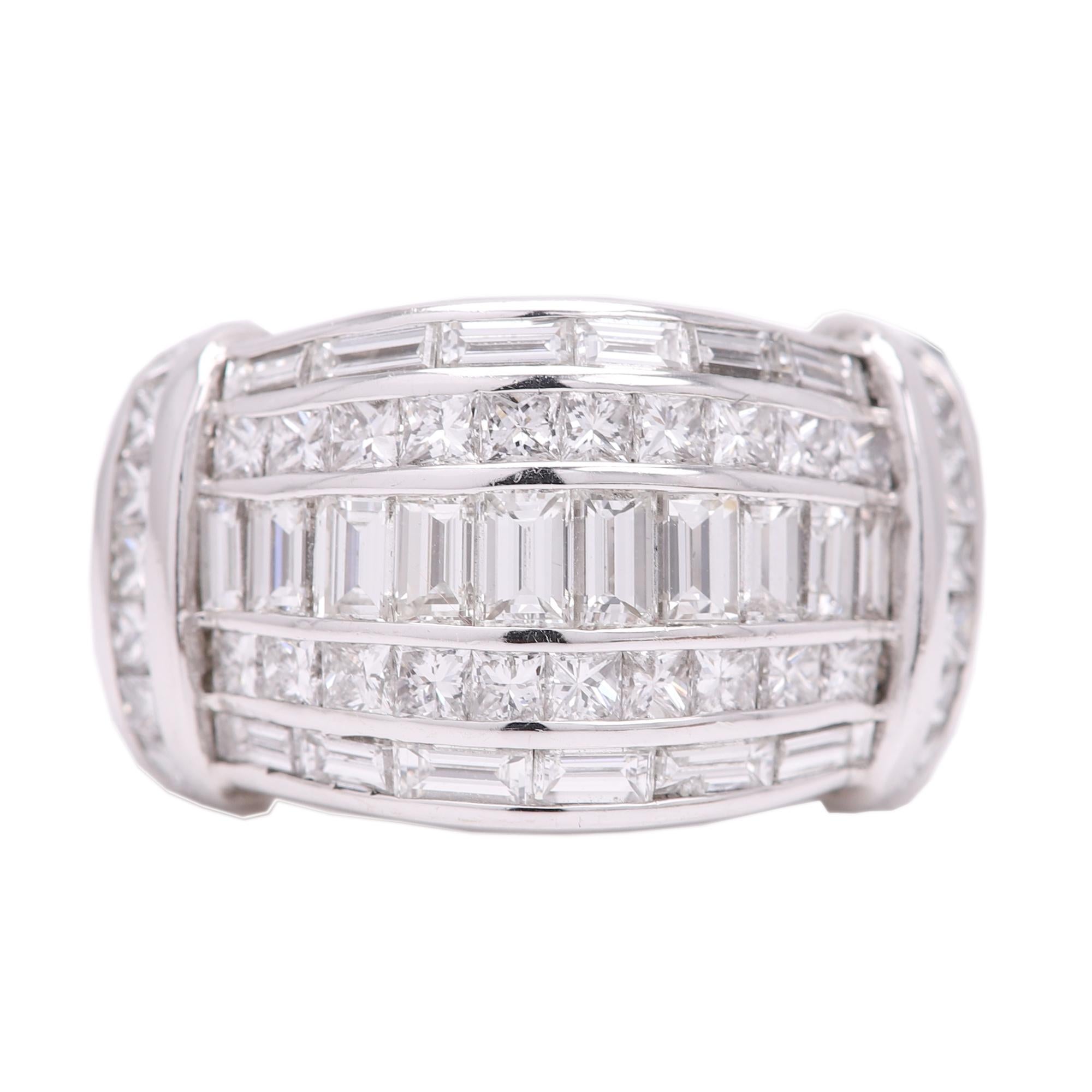 Baguette Ring Large Cluster of Diamonds 14 Karat 3.37 Carat Total For Sale 4