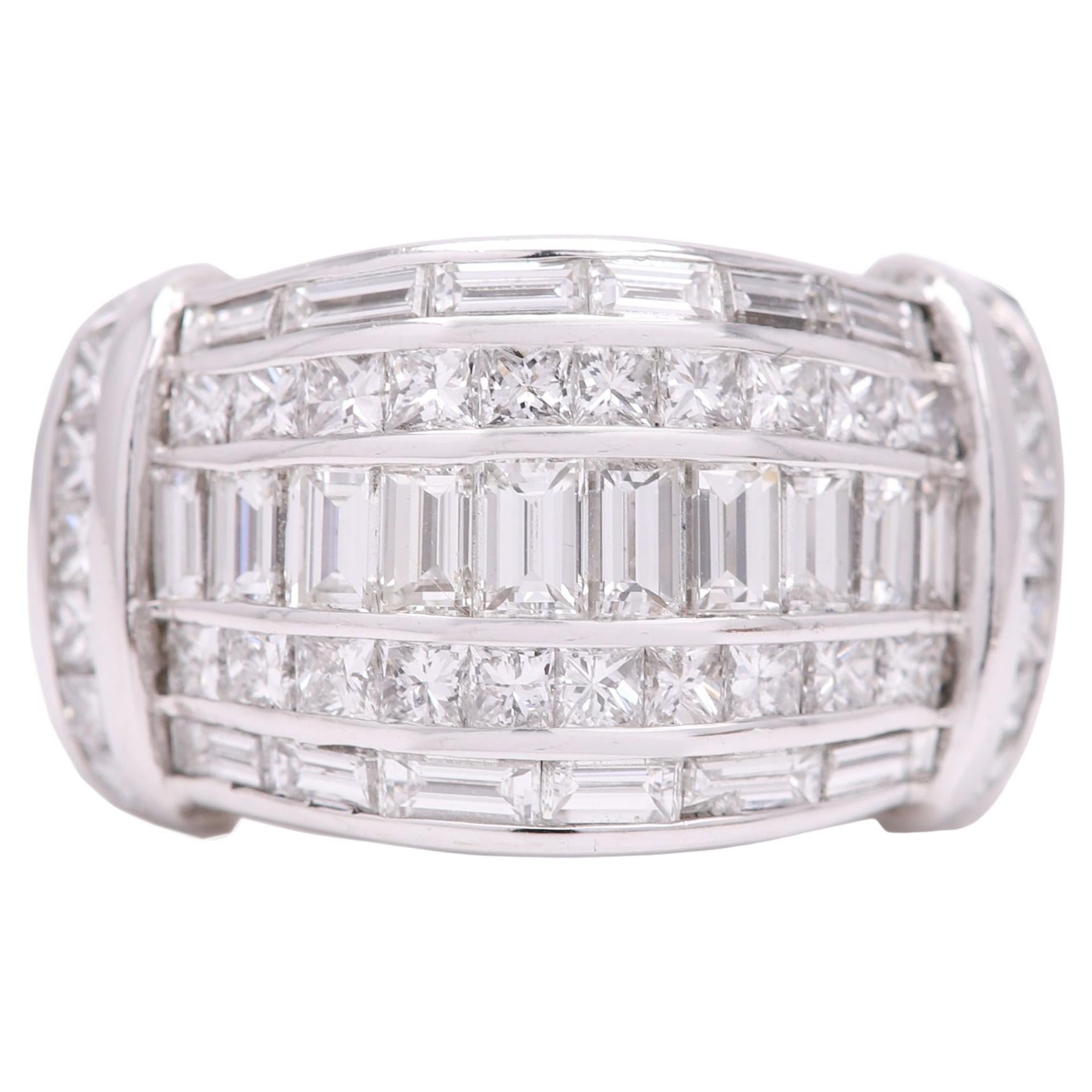 Baguette Ring Large Cluster of Diamonds 14 Karat 3.37 Carat Total For Sale