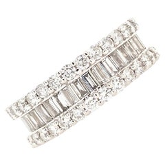 Baguette Round Brilliant Diamond Band Eternity Ring 18 Karat White Gold