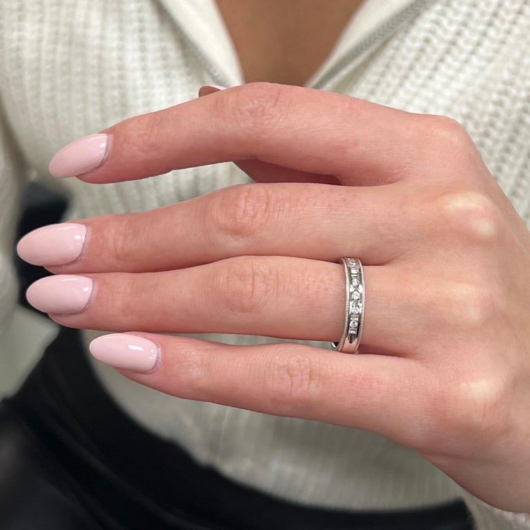 Baguette and Round Cut Diamond Wedding Band Ring 14K White Gold For ...