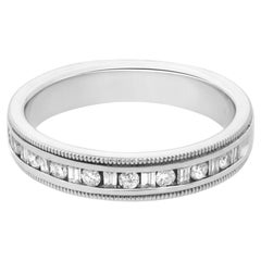 Baguette & Round Cut Diamond Wedding Band Ring 14K White Gold