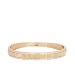 Baguette Round Diamond 14K (or 18k upon request) Gold Layered Bangle Bracelet