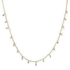 Baguette & Round Diamond 14K Yellow Gold Dangling Necklace