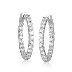 2.00ct Baguette & Round Diamond 14K Gold Hoop Earrings
