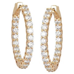 2.00ct Baguette & Round Diamond 14K Gold Hoop Earrings