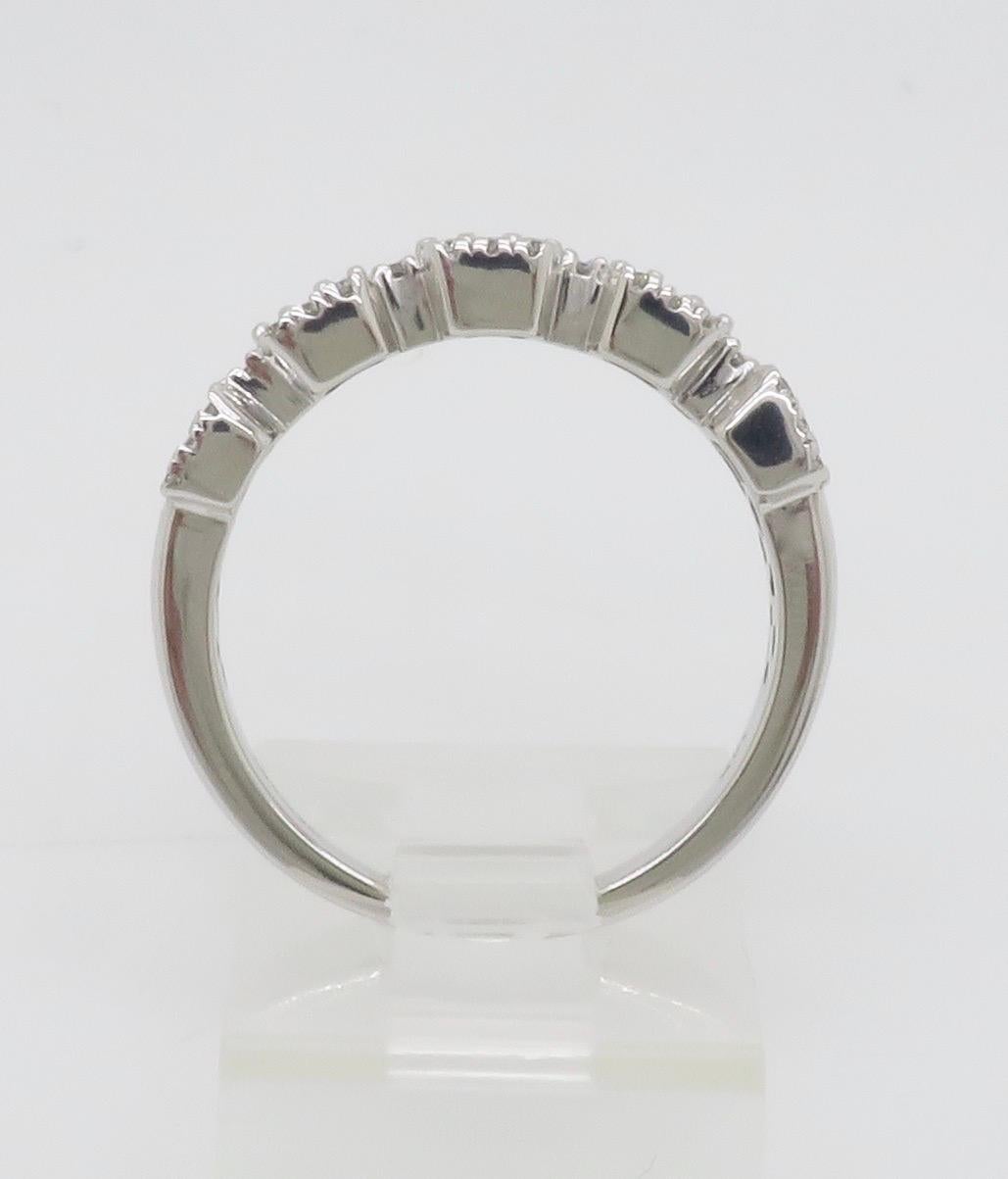Baguette & Round Diamond Band Ring in White Gold For Sale 9