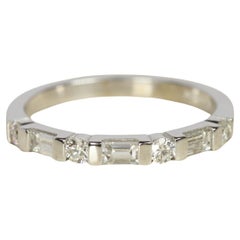 Baguette & Round Diamond Bar-Set Half Eternity White Gold Wedding Band