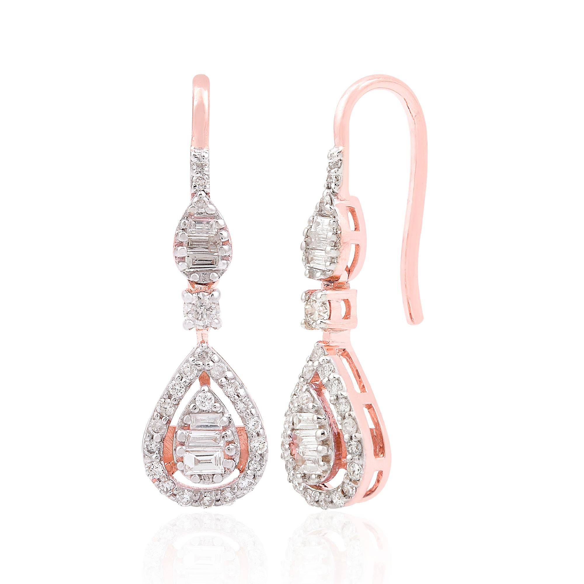 Item Code :- SEE-11639
Gross Wt. :- 3.20 gm
18k Rose Gold Wt. :- 3.08 gm
Natural Diamond Wt. :- 0.58 Ct. ( AVERAGE DIAMOND CLARITY SI1-SI2 & COLOR H-I )
Earrings Size :- 27 mm approx.

✦ Sizing
.....................
We can adjust most items to fit