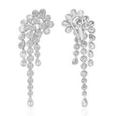 Orecchini con diamanti tondi e baguette in oro bianco 18 carati Gioielli fatti a mano